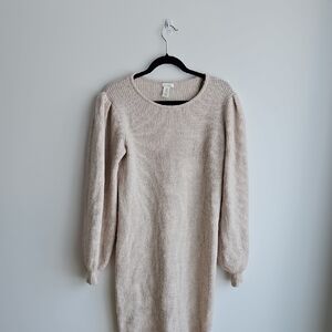 H&M Cream Long Sleeve Knit Dress